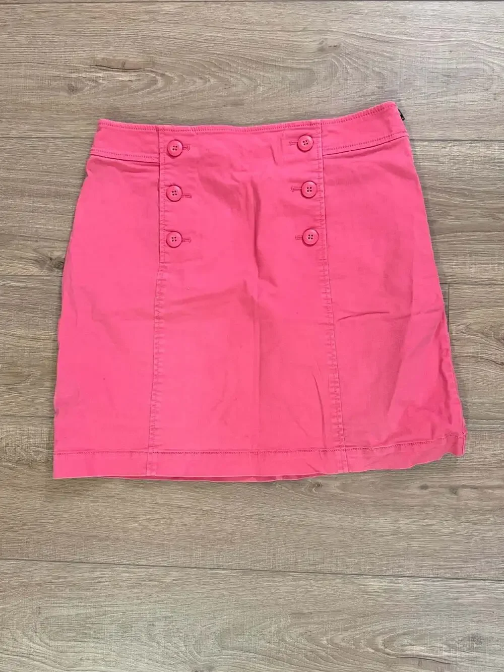 LOFT Pink Button-Front Mini Skirt